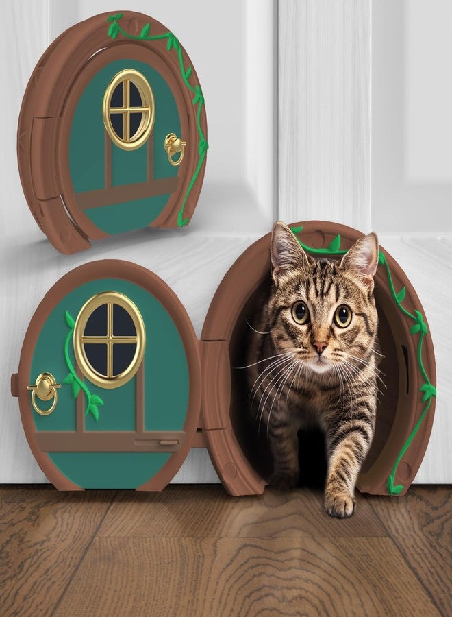 Purrfect Portal باب Gnome® للقطط للأبواب الداخلية - أنيق وعملي بدون غطاء، قابل للقفل، وسهل التركيب، باب واسع وكبير للقطط حتى وزن 20 رطلاً، باب خاص ومريح للحيوانات الأليفة - Image 1