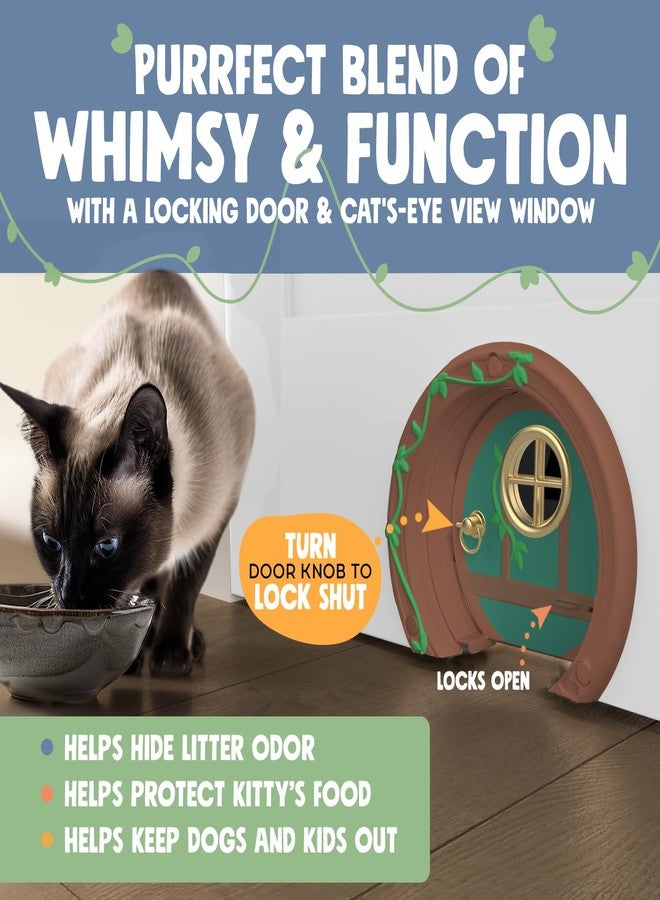 Purrfect Portal باب Gnome® للقطط للأبواب الداخلية - أنيق وعملي بدون غطاء، قابل للقفل، وسهل التركيب، باب واسع وكبير للقطط حتى وزن 20 رطلاً، باب خاص ومريح للحيوانات الأليفة - Image 3