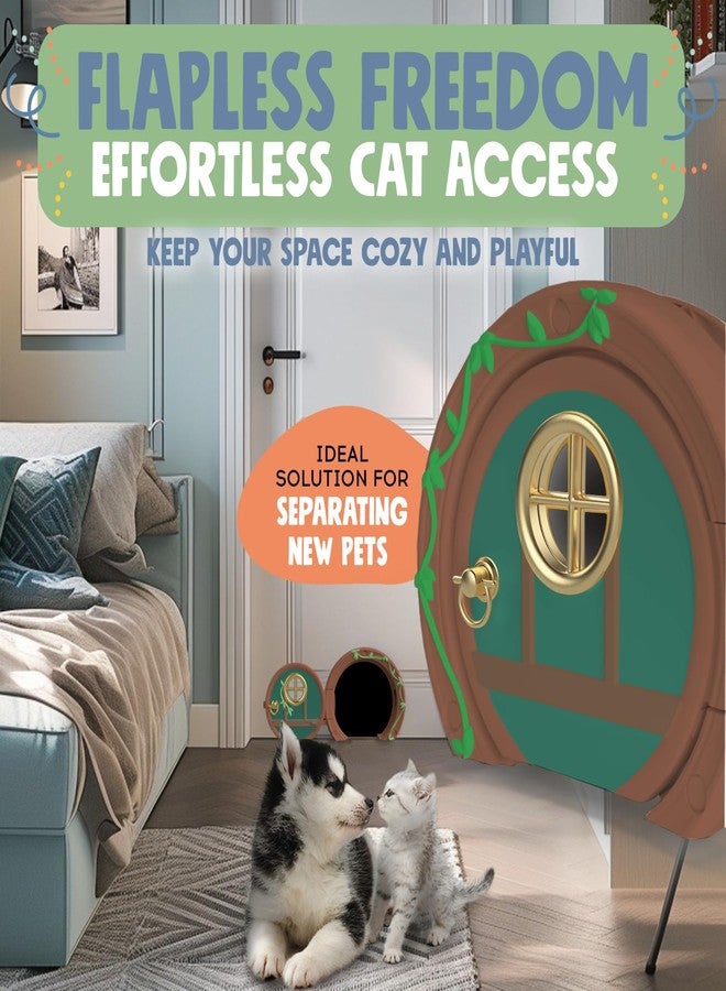Purrfect Portal باب Gnome® للقطط للأبواب الداخلية - أنيق وعملي بدون غطاء، قابل للقفل، وسهل التركيب، باب واسع وكبير للقطط حتى وزن 20 رطلاً، باب خاص ومريح للحيوانات الأليفة - Image 5
