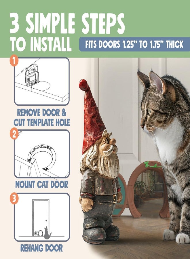 Purrfect Portal باب Gnome® للقطط للأبواب الداخلية - أنيق وعملي بدون غطاء، قابل للقفل، وسهل التركيب، باب واسع وكبير للقطط حتى وزن 20 رطلاً، باب خاص ومريح للحيوانات الأليفة - Image 4