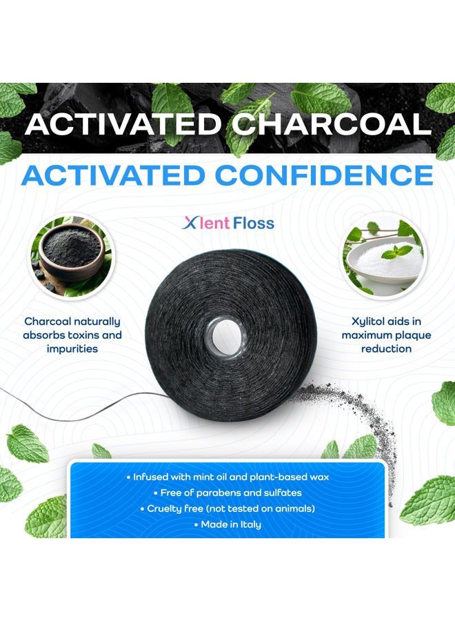 Xlent Expandable Floss Treated with Activated Charcoal, Xylitol and Natural Plant Based Wax | Fresh Mint Flavor | 50 meters each(2 Count) - Image 4