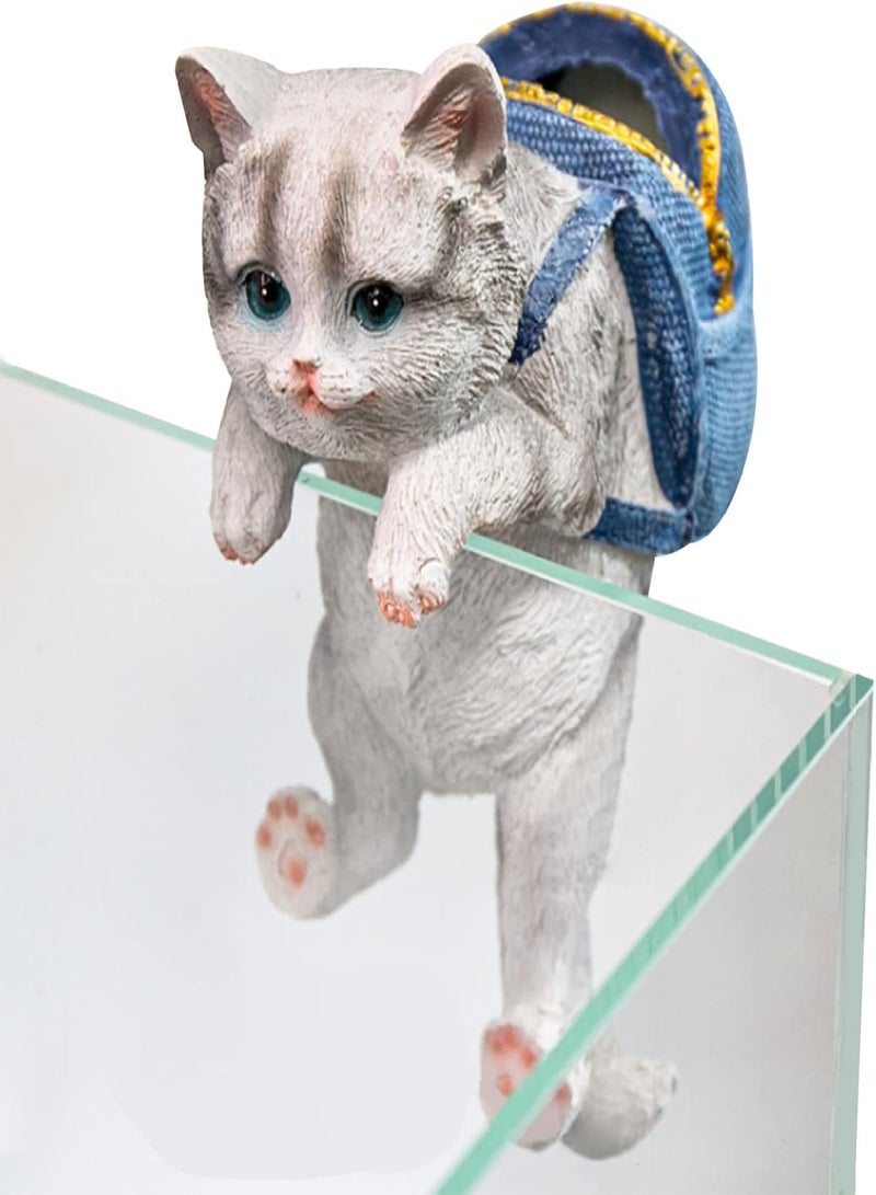 GGOOT Garden Ornaments Garden Cat Ornament Outdoor Resin Backpack Cat Statue Figurine Home Decoration for Pathway Lawn Yard Patio Grass Balcony Grey - Image 1