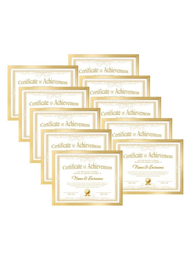 CRUGLA 8.5x11 Picture Frame Set of 10, Photo Frames 8.5 by 11 for Certificate Diploma Document Degree, for Wall or Tabletop Display, Gold - Image 1