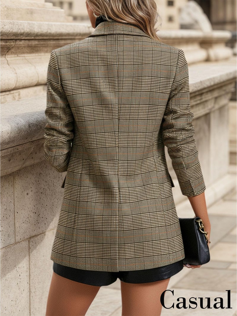 Mina Self Tweed Blazers Jacket for Women Plaid 2026 Fall Brown Herringbone Sweater Business Casual Work Professional Womens Dressy Fitted Trendy Winter Women's Blazer & Suit Jackets Ladies Brown M - Image 5