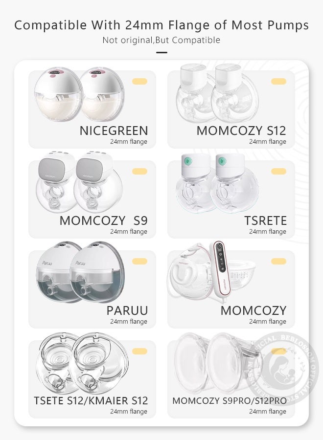 بيبلوسوم 3 قطع من حشوات الشفة 17/19/21 مم، بديل لمضخة الثدي المصنوعة من السيليكون للشفة 24 مم، ملحقات مضخة خالية من مادة BPA لراحة وكفاءة أفضل - Image 2