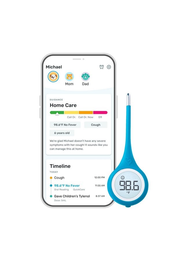 Kinsa Smart,Fever, Digital Medical Baby, Kid and Adult Termometro - Accurate, Fast, FDA Cleared Thermometer for Oral, Armpit or Rectal Temperature Reading - QuickCare - Image 1