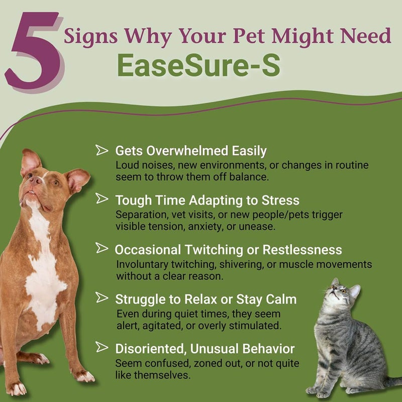PetAlive EaseSure-S - Dog and Cat Calming Drops - Herbal Pet Supplement to Relax and Reduce Involuntary Muscle Movements, Twitching - Care for Cats and Dogs - 59 mL - Image 2