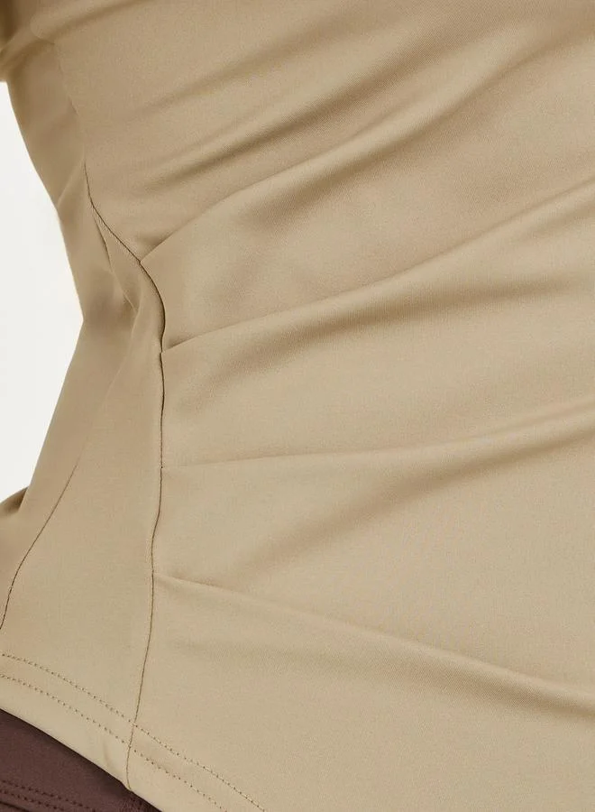 Styli Side Ruched Detail Long Sleeve Top