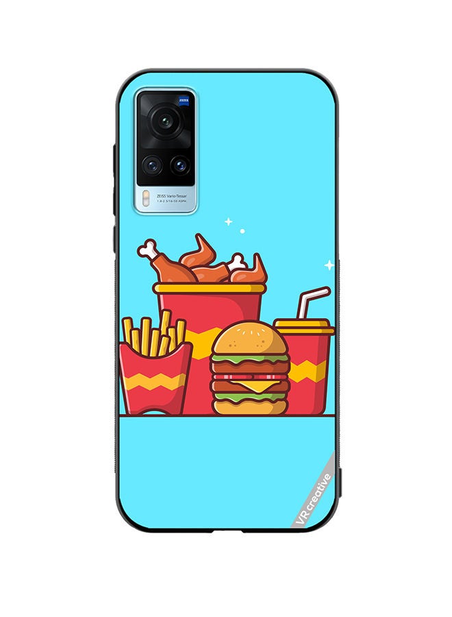 VR CREATIVE Protective Case Cover For Vivo X60 Burger With Fried Chicken, French Fries And Soda Cartoon Design Multicolour - Image 1