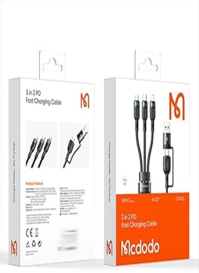 Mcdodo - Mcdodo 2 In 3 Fast Charging 100w Power Drive PD Cable For Laptop Tablet Mobile 1.2m CA-8800 - Image 1