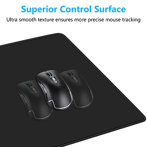 Dapesuom Large Gaming Mouse Pad, Extended Mouse Mat with Stitched Edges, Full Size Keyboard Pad with Non-Slip Base, Big XXL Computer Desk Mats for Gamer, Laptop, Office, 31.5 x 15.7in, Jet Black - Image 3
