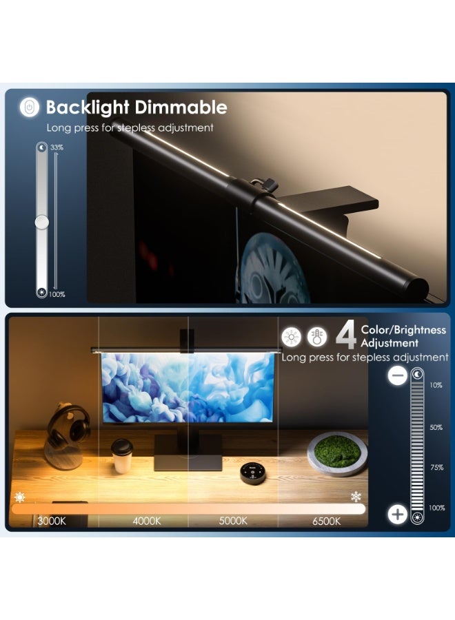 HPMY RGB Monitor Light Bar with 7-Color Modes and 3 Main Light Settings, USB Powered Eye-Caring Anti-Glare Computer Lamp with Stepless Dimming and Sliding Weighted Clip for All Screens, Gaming, Home, Office Use (Black) - Image 4