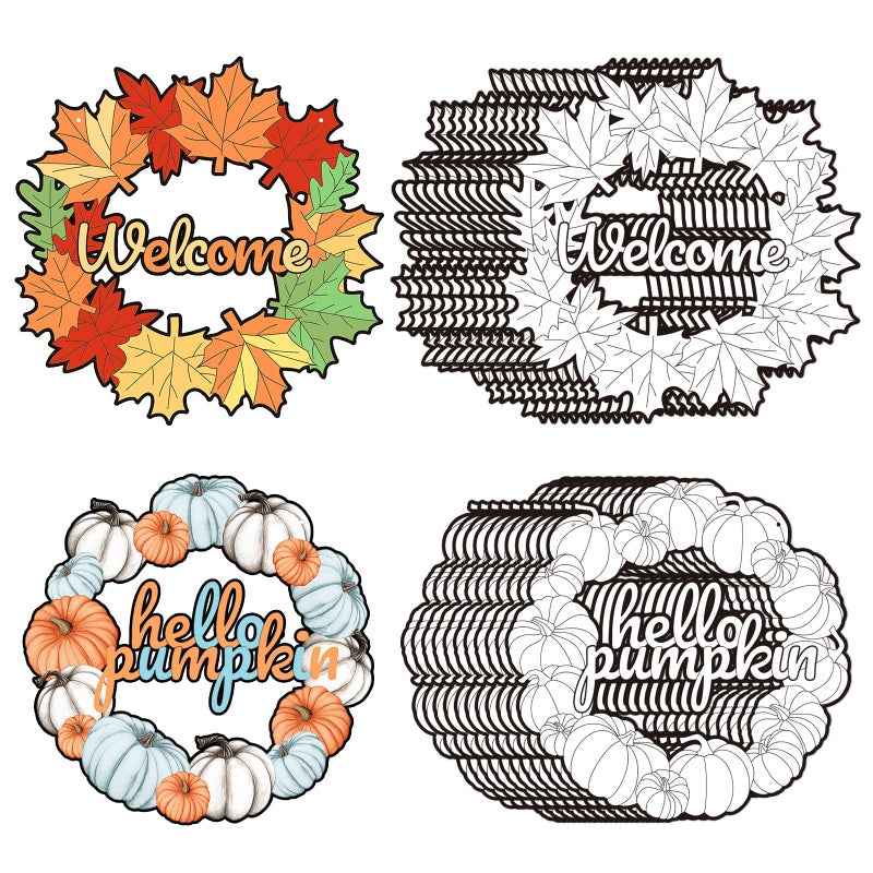 Sereliy 24 Pcs Fall Coloring Wreath Crafts Color Your Own Thanksgiving Crafts DIY Paper Fall Wreath for Classroom Activities Thanksgiving GamesThanksgiving - Image 2