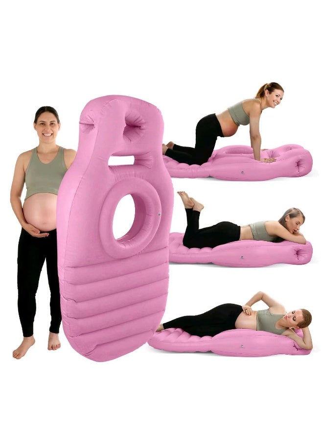 NIBEMINENT Inflatable Pregnancy Pillow, Maternity Pillow, Pregnancy Pool Float With Abdominal Hole, Full Body Maternity Airbed with Hole for Tummy Sleeping Comfort&Yoga  - Image 1