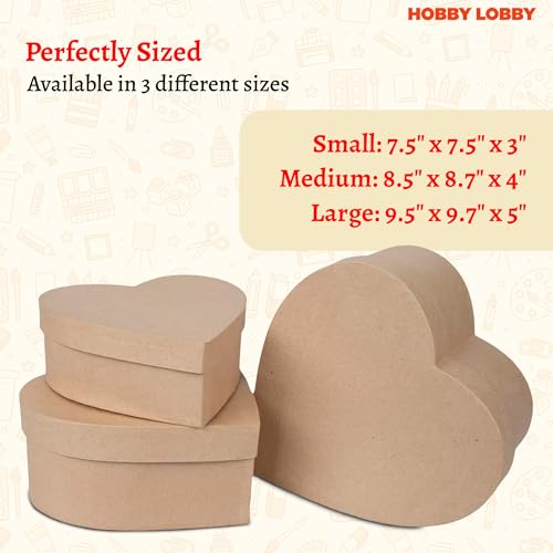 Hobby Lobby Heart Paper Mache Boxes with Lids (Set of 3) - Brown Kraft Paper Nesting Gift Boxes - Crafting Paper Mache Heart Box with Lid for Custom Decoration - Durable Paper Mache Box for Versatile Storage - Image 5