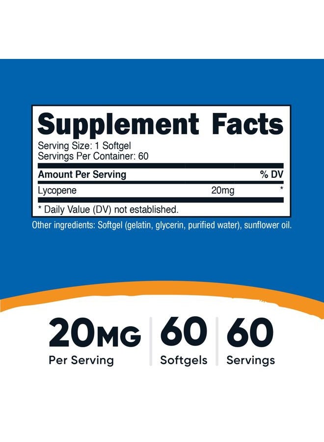 Nutricost Lycopene (20mg) 60 Softgels - Gluten Free, Non-GMO - Image 2