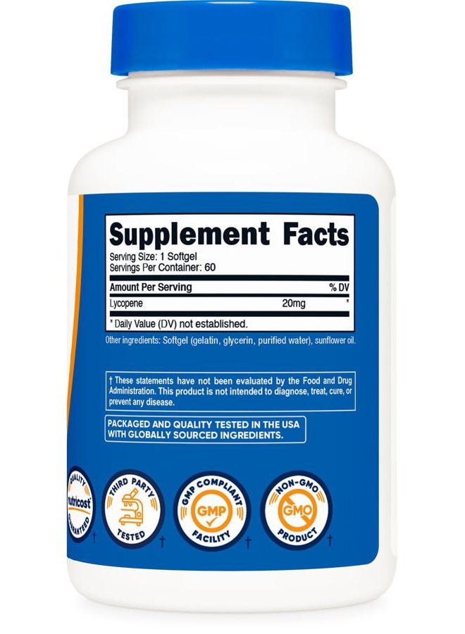 Nutricost Lycopene (20mg) 60 Softgels - Gluten Free, Non-GMO - Image 5