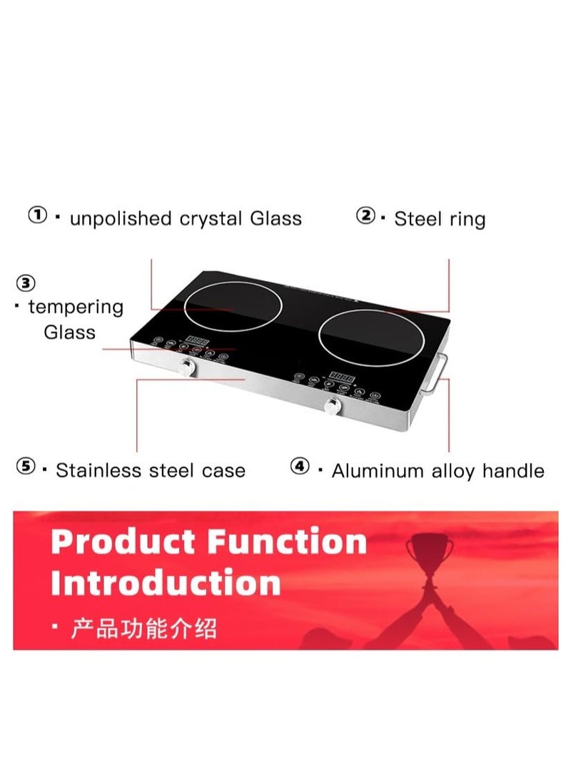 XVersion - 7000W Double Electric Cooker with Adjustable Temperature, Induction Stove & Hot Plate, Durable Electric Burner with Handle, Ideal for Home Use – 1-Year Warranty (Black) - Image 1