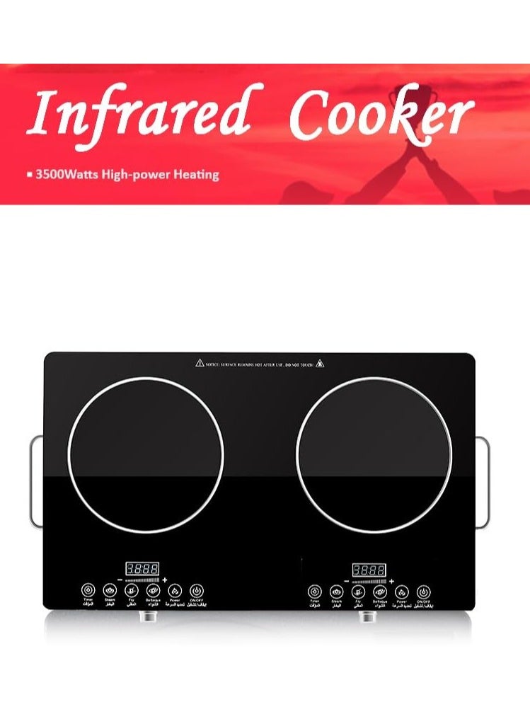 XVersion - 7000W Double Electric Cooker with Adjustable Temperature, Induction Stove & Hot Plate, Durable Electric Burner with Handle, Ideal for Home Use – 1-Year Warranty (Black) - Image 1