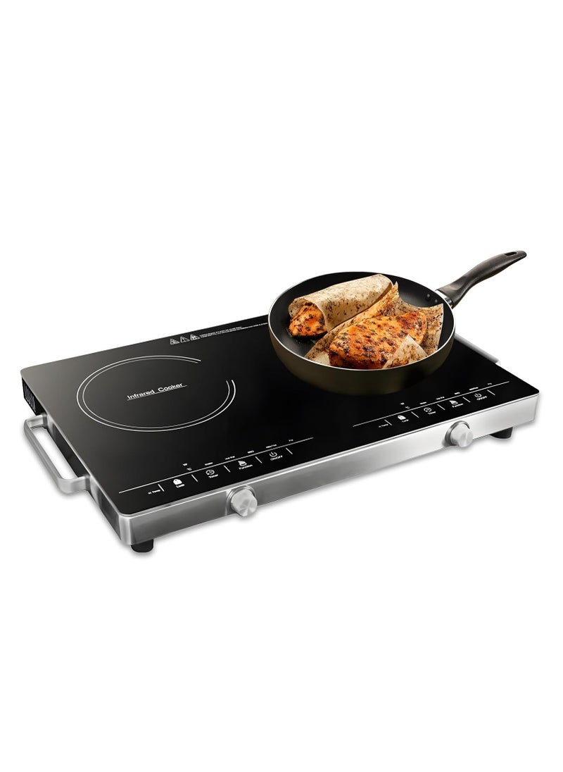 XVersion - 7000W Double Electric Cooker with Adjustable Temperature, Induction Stove & Hot Plate, Durable Electric Burner with Handle, Ideal for Home Use – 1-Year Warranty (Black) - Image 1