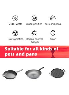 XVersion 7000W Double Electric Cooker with Adjustable Temperature, Induction Stove & Hot Plate, Durable Electric Burner with Handle, Ideal for Home Use – 1-Year Warranty (Black)  - Image 5