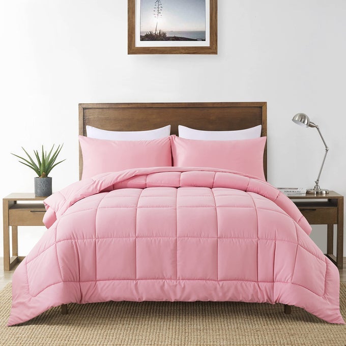 QUEEN COMFORTER SET ALL SEASON BEDDING COMFORTERS SETS WITH 2 PILLOW CASES3 PIECES BEDDING SETS QUEEN DOWN ALTERNATIVE PINK QUEEN SIZE COMFORTER SETS88X90