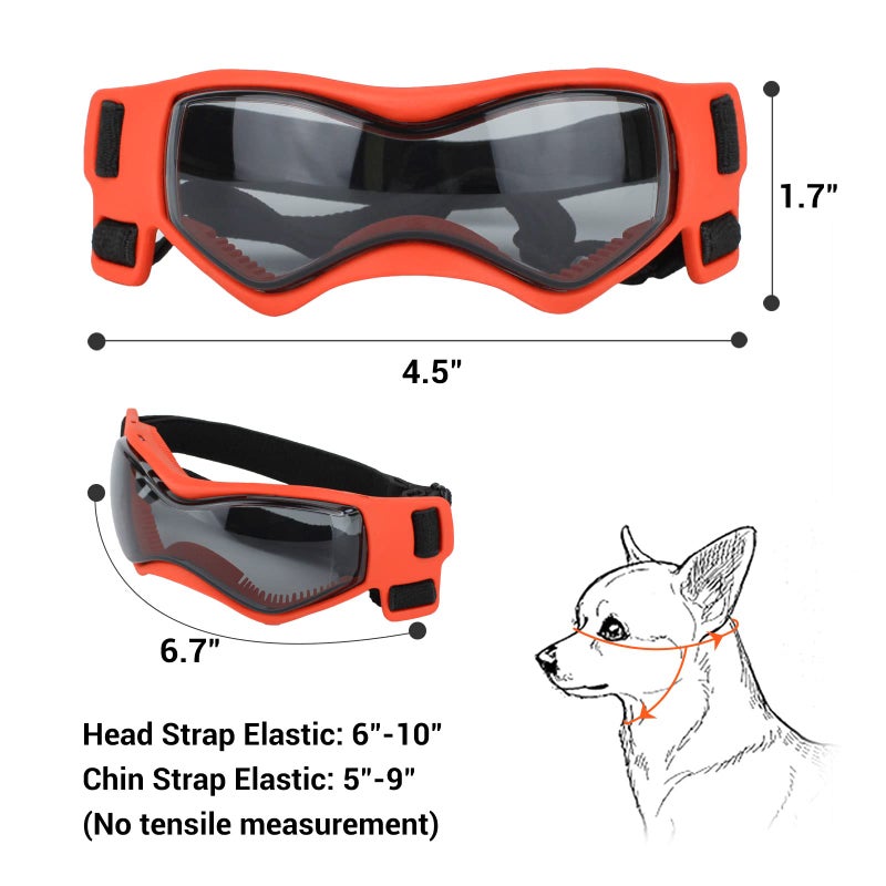 PETLESO Dog Goggles Small Breed, Dog Sunglasses Small Breed Dog Eye Sun Light Protection, UV Protection Goggles for Dog with Adjustable Straps, Small Orange - Image 3