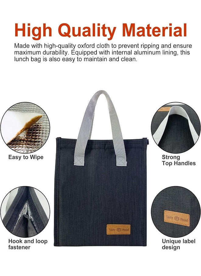 0TO1 TECH Lunch Bag, Reusable Suitable for Office Work Off-Campus Etc Lining Cotton Black 25.4x22.86x12.7 cm  - Image 2