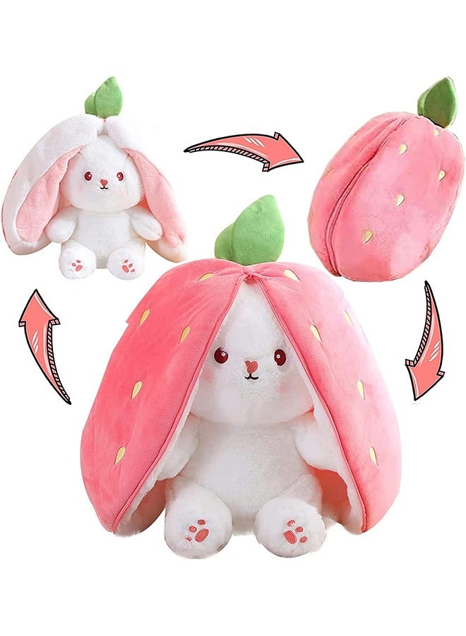 Ant Strawberry Bunny Plush Toys, Bunny Carrot Strawberry Pillow, Squishy RabbitSofa Pillow Decoration Doll, Soft Plush Toy for Boys Girls (18cm)  - Image 1