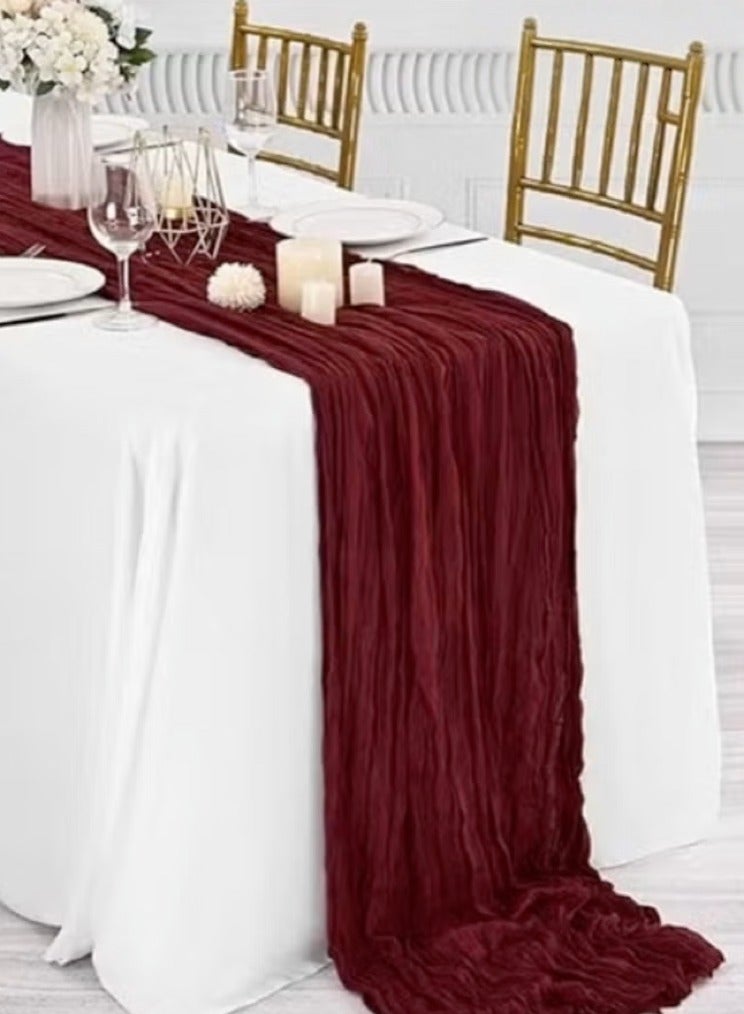 ELASAR Translucent Chessian Table Runner Tablecloth 90 x 400 cm Red for Wedding Reception Bridal Shower Party Decoration Table Centerpiece Home Use Gift - Image 1
