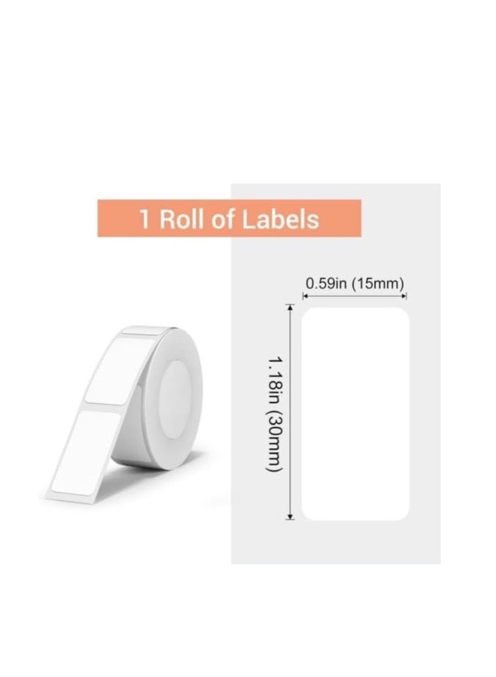 Label Maker Tape White Label Print Paper Compatible for D11 D110 D101, Thermal Sticker Paper 0.59'' x 1.18'' Waterproof Labeling Tape Replacement 230 Labels/Roll (15×30mm)