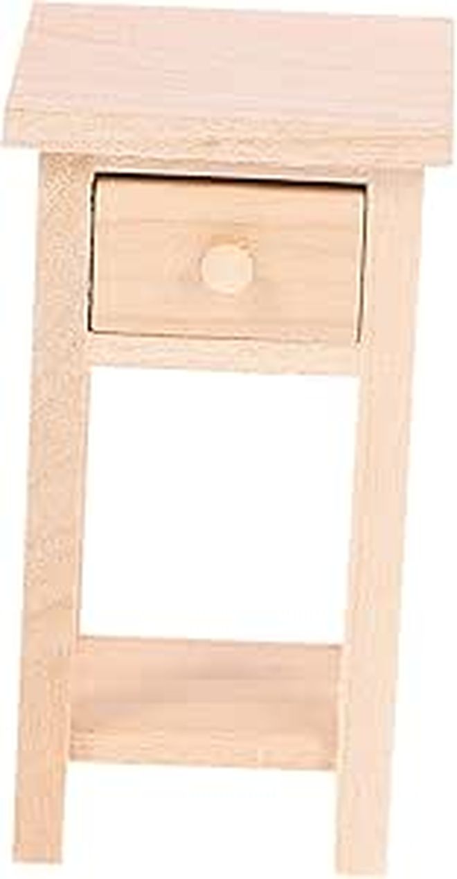 Totority Miniature Wooden Nightstand Doll House Furniture Natural Texture Unfinished Side Table Versatile Scale Doll Accessory For Mini House Decor Bedroom Layout Prop - Image 1