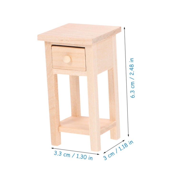 Totority Miniature Wooden Nightstand Doll House Furniture Natural Texture Unfinished Side Table Versatile Scale Doll Accessory For Mini House Decor Bedroom Layout Prop - Image 3
