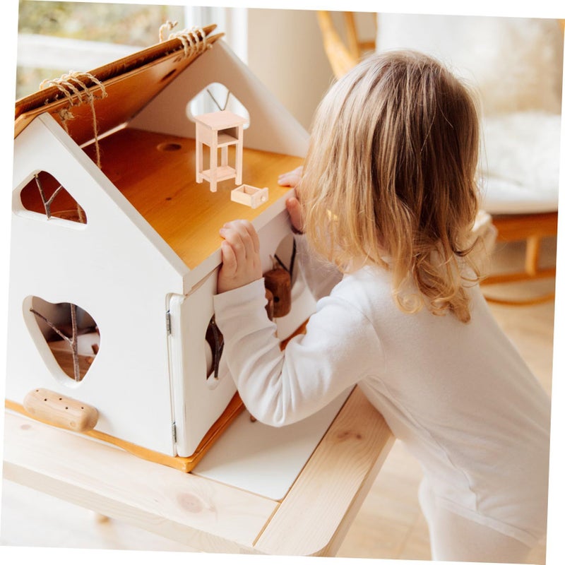 Totority Miniature Wooden Nightstand Doll House Furniture Natural Texture Unfinished Side Table Versatile Scale Doll Accessory For Mini House Decor Bedroom Layout Prop - Image 4
