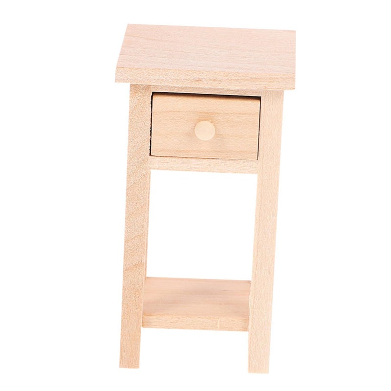 Totority Miniature Wooden Nightstand Doll House Furniture Natural Texture Unfinished Side Table Versatile Scale Doll Accessory For Mini House Decor Bedroom Layout Prop - Image 2