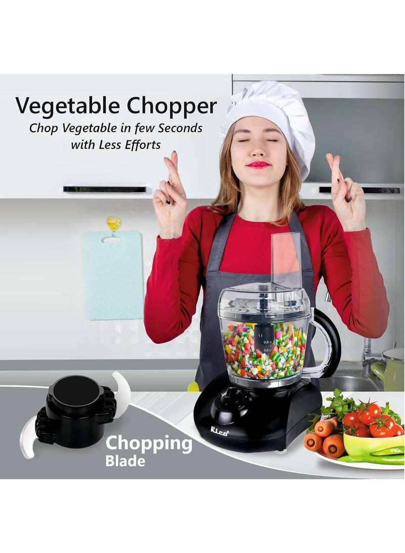 Rico 400W All-in-One Food Processor with Atta Maker | Japanese Technology | Multipurpose Kitchen Appliance with Dough Kneader, Chopper, Slicer, Shredder & Juicer | 1 Year Warranty | Black. - Image 4