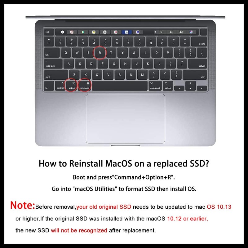 Dogfish 1 تيرابايت SSD لـ MacBook NVMe PCIe Gen3x4 M.2، ترقية محرك أقراص الحالة الصلبة الداخلي لـ MacBook Pro A1708 (2016-2017) - Image 3