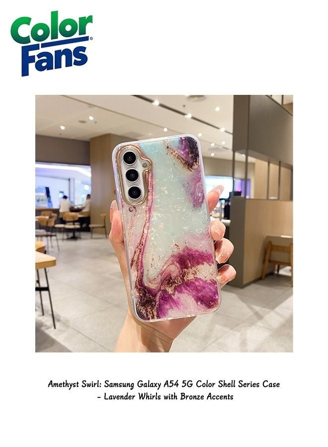 Amethyst Swirl: Samsung Galaxy A54 5G Color Shell Series Case - Lavender Whirls with Bronze Accents