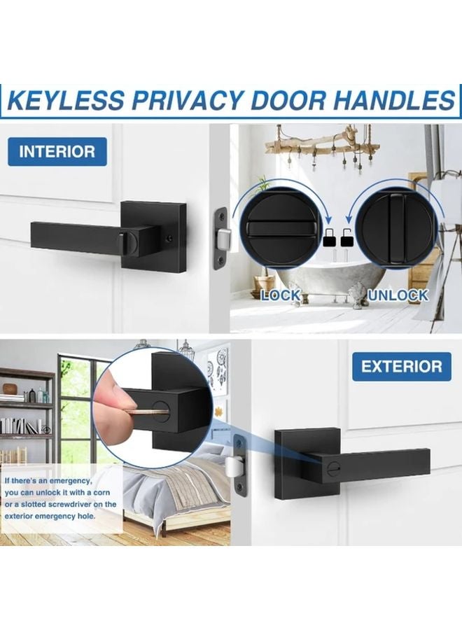 Black Keyless Door Handle Heavy Duty Reversible Privacy Lever Lockset For Bedroom Bathroom - Image 5