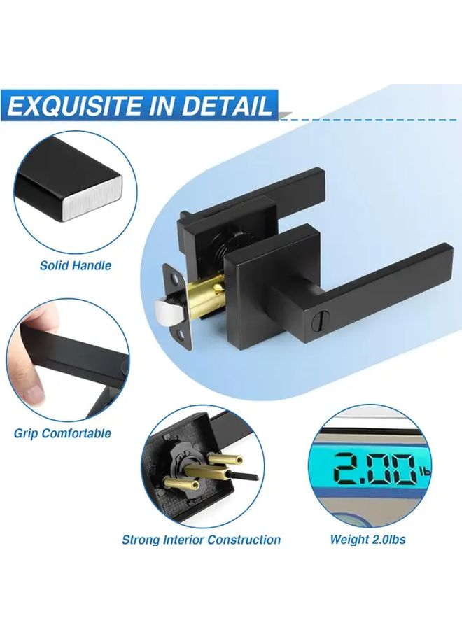 Black Keyless Door Handle Heavy Duty Reversible Privacy Lever Lockset For Bedroom Bathroom - Image 4