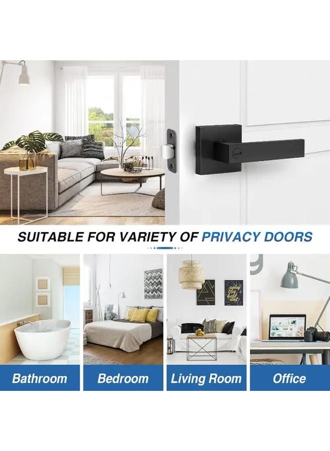 Black Keyless Door Handle Heavy Duty Reversible Privacy Lever Lockset For Bedroom Bathroom - Image 2