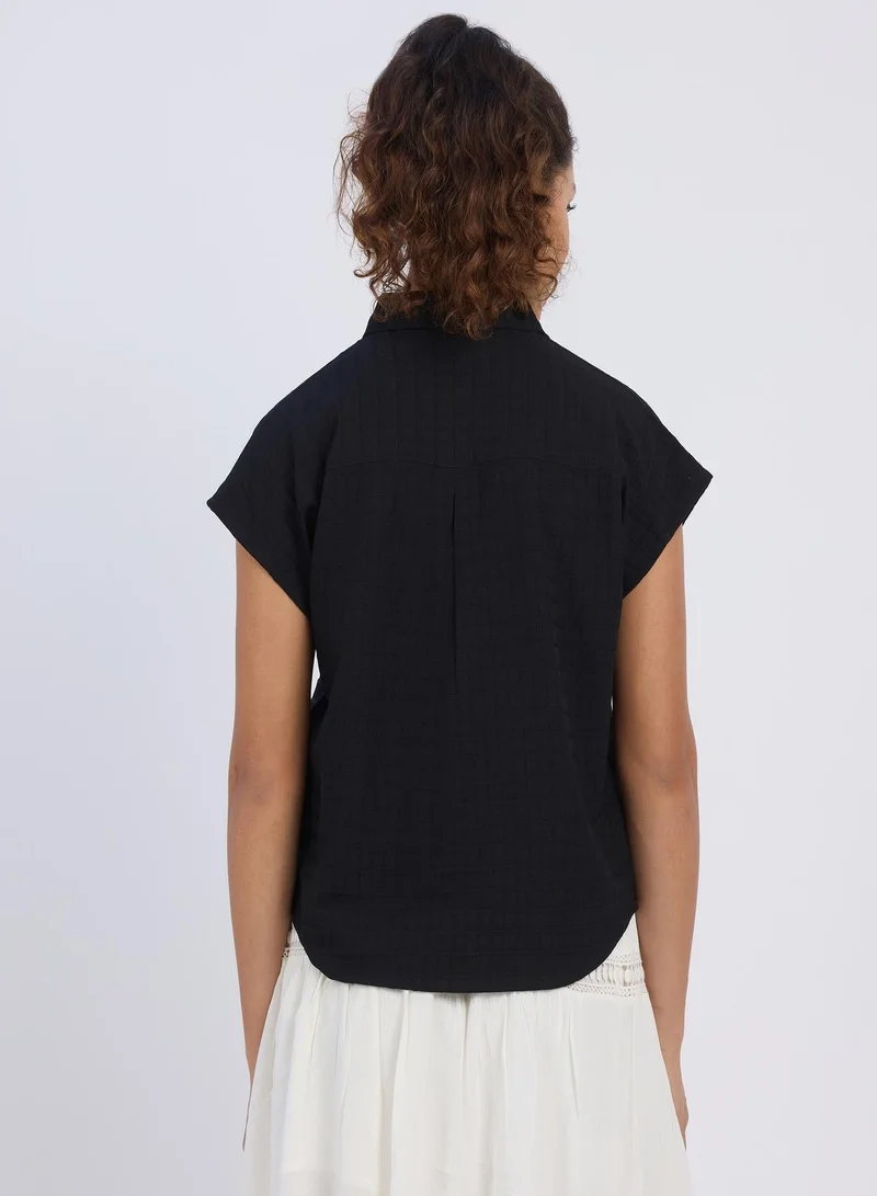 Pinacolada  Women's Midnight Black Boxy Textured Shirt for Women | Best Price UAE