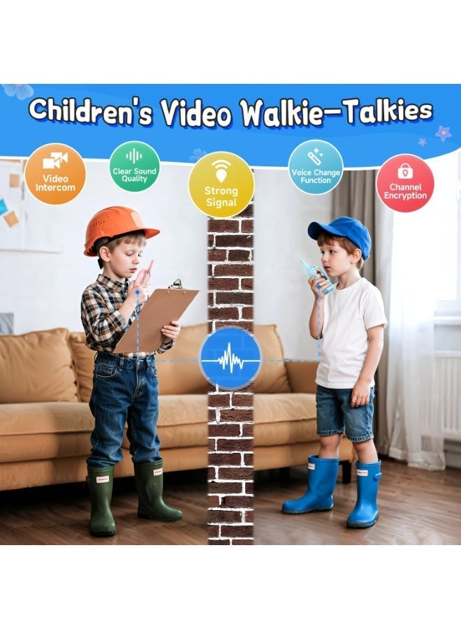 Children’s audio-play toys, Handheld 2 Pack Rechargeable Video Intercom Kids Walkies Talkies, Indoor Outdoor Toys for Family Games, Outside, Camping, Hiking for Boys Girls Ages 3-12 a Christmas gift (Blue/Pink) - Image 4