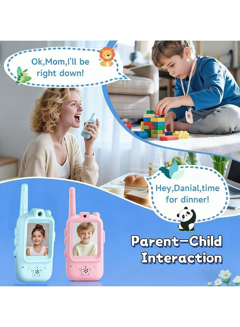 Children’s audio-play toys, Handheld 2 Pack Rechargeable Video Intercom Kids Walkies Talkies, Indoor Outdoor Toys for Family Games, Outside, Camping, Hiking for Boys Girls Ages 3-12 a Christmas gift (Blue/Pink) - Image 5