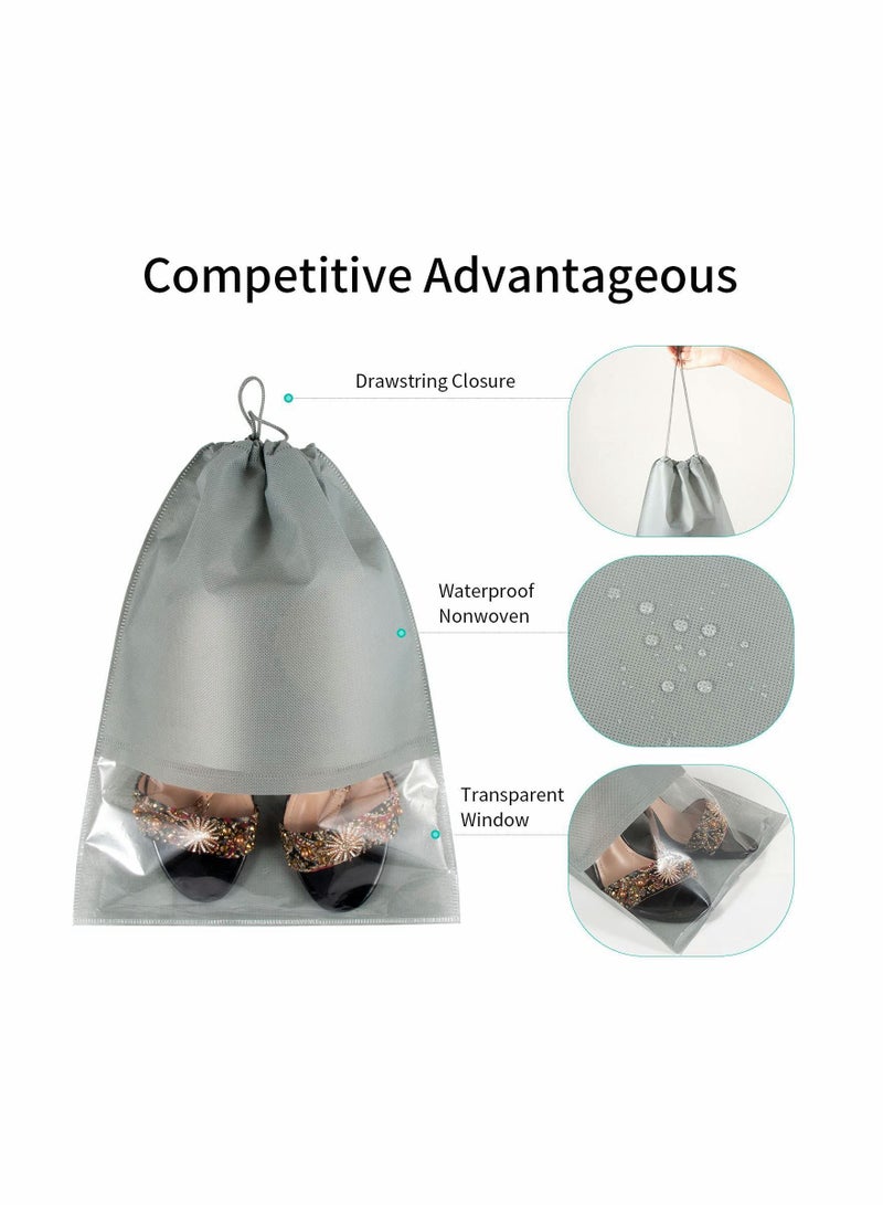 Y&D Travel Shoe Bag, 18 Pcs Non-Woven Dustproof with Rope Storage Portable Home Shoes Organizers, Men And Women & Waterproof Sports Bags for Packing - Image 3