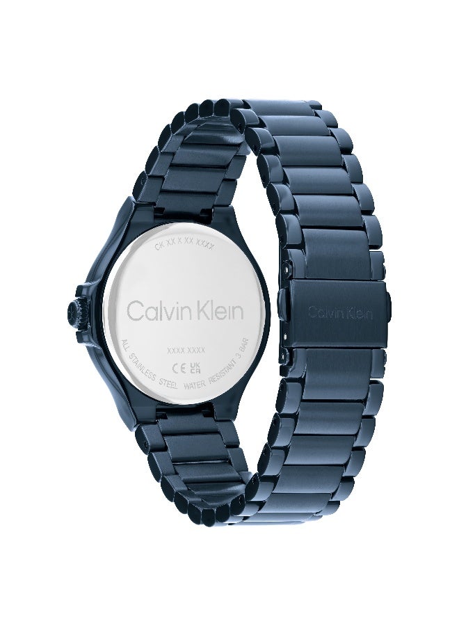 CALVIN KLEIN ROUND ANALOG MEN'S BLUE CASE WATCH - 25200484 - Image 3