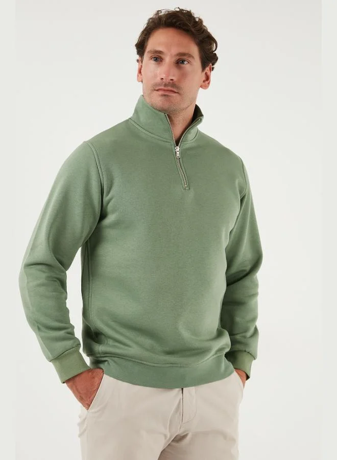 Buratti  Buratti Cotton Regular Fit Half Zipper Stand Collar Sweat Men's SWEAT 59052592 for Men | Best Price UAE