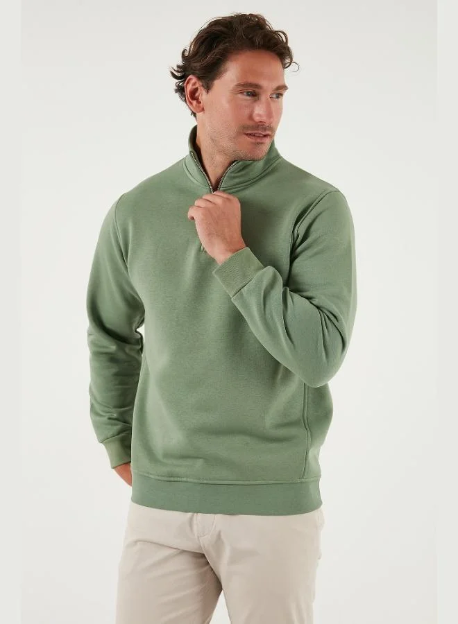 Buratti Cotton Regular Fit Half Zipper Stand Collar Sweat Men's SWEAT 59052592