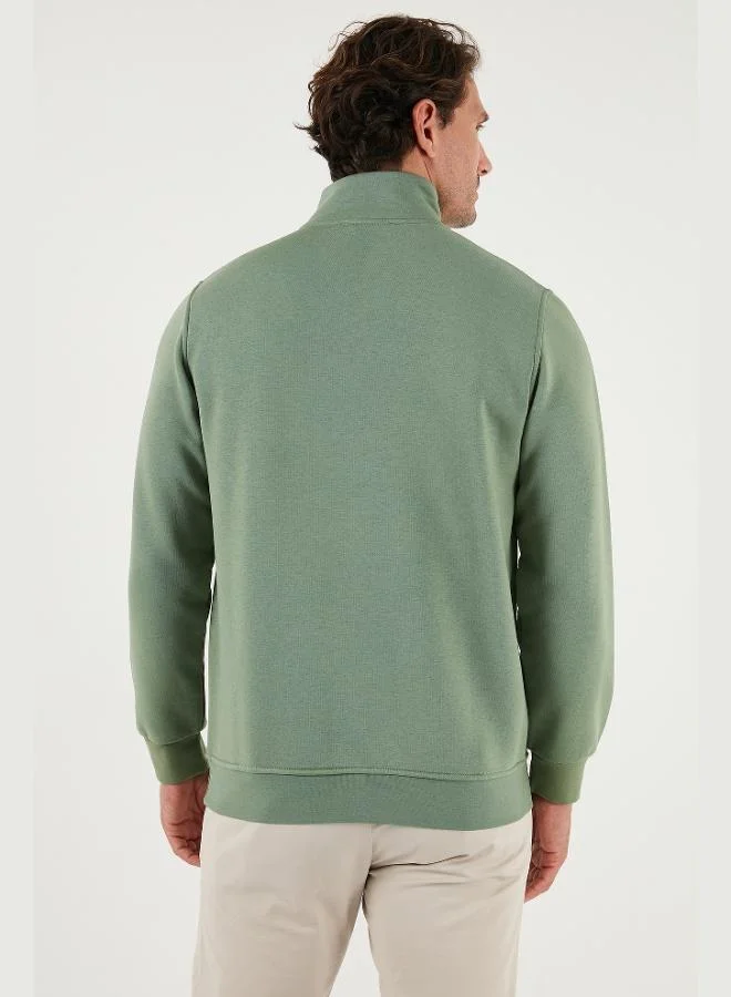 Buratti  Buratti Cotton Regular Fit Half Zipper Stand Collar Sweat Men's SWEAT 59052592 for Men | Best Price UAE