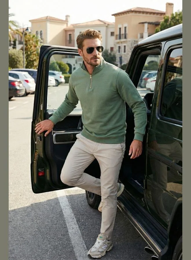 Buratti  Buratti Cotton Regular Fit Half Zipper Stand Collar Sweat Men's SWEAT 59052592 for Men | Best Price UAE